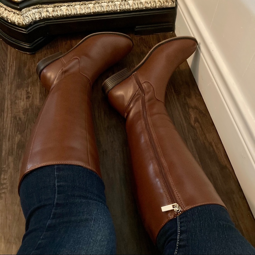 Brown Faux Leather Riding Boots A New Day NWOB - Picture 4 of 10